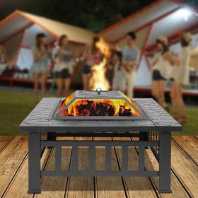 Portable Courtyard Metal Fire Pit with Accessories Black Portable Courtyard Metal Fire Pit with Accessories Black