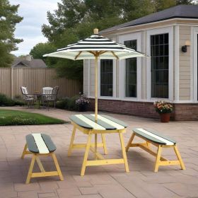 Naturally Playful Kids Picnic Table with Umbrella, Indoor/Outdoor Toys-Dark Blue Naturally Playful Kids Picnic Table with Umbrella, Indoor/Outdoor Toys-Dark Blue