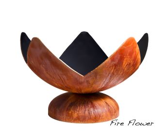 Oho Flame Fire Flower Artisan Fire Bowl (Option: 37" Diameter - Patina Finish) Oho Flame Fire Flower Artisan Fire Bowl (Option: 37" Diameter - Patina Finish)